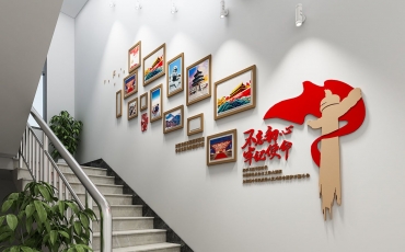 新時(shí)代中國特色社會主義思想黨建引領(lǐng)樓梯文化墻